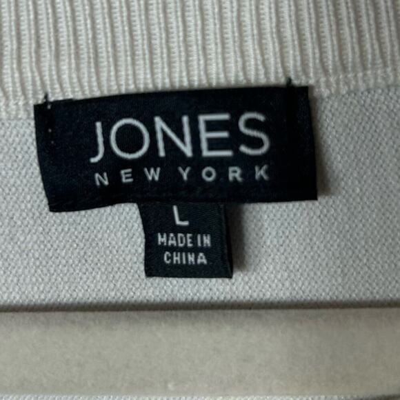 Jones New York Sweater Womens Large Cream Embellished Crew Neck Sweater NEW - Picture 3 of 10